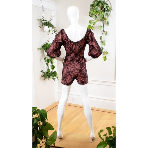 NWT Vixen by MICHELINE PITT Black Lace "Vacation Playsuit" Pin Up Romper XL - Picture 7 of 11